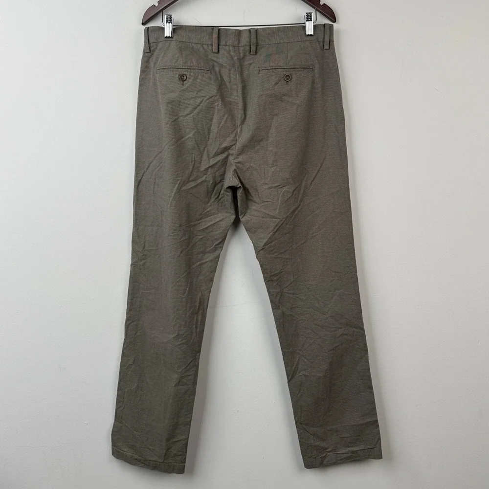 Banana Republic Kentfield Pants Mens 33x32 Brown Houndstooth Straight Flat Front